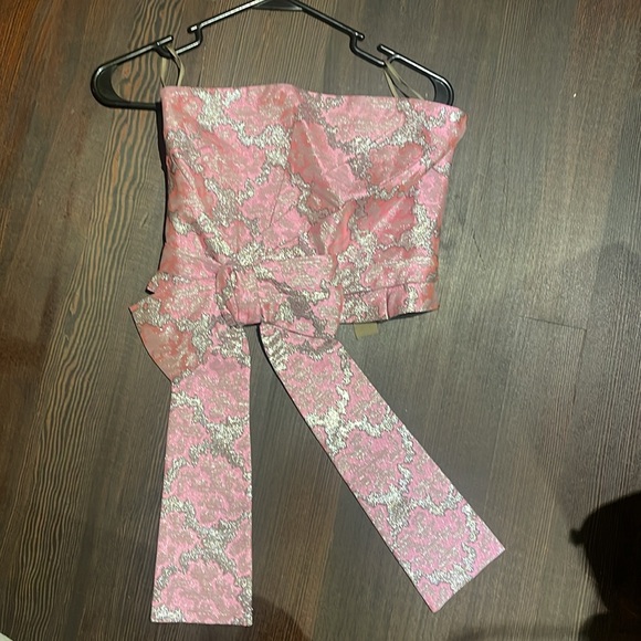 PRADA Pink Metallic Strapless Bustier Top NWT - Picture 3 of 8